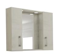 Mobile pensile bagno rovere 2 ante con specchio e illuminazione led specchiera