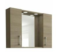 Mobile pensile bagno rovere 2 ante con specchio e illuminazione led specchiera