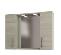 Mobile pensile bagno rovere 2 ante con specchio e illuminazione led specchiera
