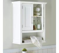 BAKAJI Mobiletto Bagno Armadietto a Muro 3 Ripiani in Legno MDF Doppia Anta con Apertura Centrale Dimensione 53 x 21,5 x 63,5 cm (Bianco)