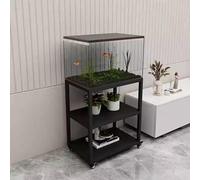 Mobile per acquario con struttura in metallo, Supporto for acquario portatile, supporto for serbatoio in metallo, ingombro compatto, multicolore, dimensioni multiple(Black,11.8x11.8x30.1in)