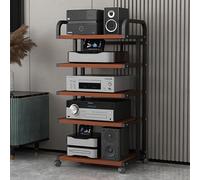 Mobile per apparecchiature Audio/Video a 5 Ripiani con Ruote, Supporto angolare in Legno, Mobile TV Moderno, Supporto Robusto a Torre per Amplificatore Audio/Giradischi ad Alta fedeltà.
