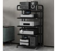 Mobile per apparecchiature Audio/Video a 5 Ripiani con Ruote, Supporto angolare in Legno, Mobile TV Moderno, Supporto Robusto a Torre per Amplificatore Audio/Giradischi ad Alta fedeltà.