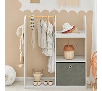 Mobile per Bambini con Appendiabiti, Giardaroba per Bambini con scatole, Armadio per bambini con 3 ganci, KMB40-W Armadio per Bambini Appendiabiti per Cameretta Appendiabiti per Bambini Appendiabiti L