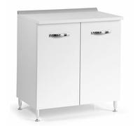 Linea Azzurra Base 80 Mobili Cucina Componibile con 2 Ante e 2 Ripiani in Legno Made in Italy H85xL80xP50 cm Elegante Funzionale Facile da Montare (Bianco Frassinato)