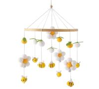 Mobile Per Culla,Decorazione In Legno - con pompon, fiori e api, mobile bambino | Per Giovani Presepe e Materna Passeggino Spazio Giochi