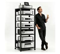 Mobile Per Giradischi，Mobile Stereo Hi Fi Rack Mobiletto Portaoggetti Stereo Audio A 5/7 Ripiani，Audio-Video Con Ruote Universali, Porta TV Angolare Mobiles, per Casa/Ufficio(Nero,7tier)