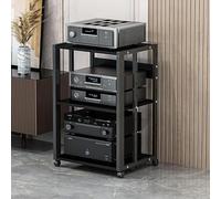 Mobile per lettore DVD, robusto e stabile, durevole, supporto per unità stereo, supporto ad angolo, supporto audio-video, spaziatura regolabile: 6,4 cm, scaffale per altoparlanti (nero, 3 pneumatici-B