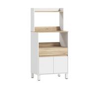 MOBILE PER MICROONDE HOMCOM IT83A-028V01WT - Armadio in truciolato bianco e legno naturale con 2 porte e 4 ripiani