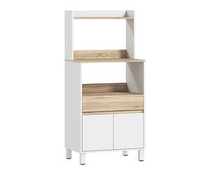 MOBILE PER MICROONDE HOMCOM IT83A-028V01WT - Armadio in truciolato bianco e legno naturale con 2 porte e 4 ripiani