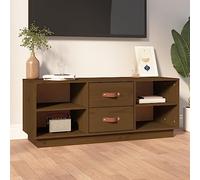 Mobile per TV, colore marrone miele, pensile per TV, cassettiera, credenza sospesa, 100 x 34 x 40 cm, legno massello di pino