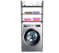 Mobile per WC, mobile da bagno a 3 livelli, mensola WC autoportante in metallo, portaoggetti sopra il WC o la lavatrice poco facile da riporre sotto il bagno, 72 x 25 x 155 cm, nero