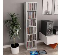 Mobile Porta CD a Colonna in Legno Multistrato - Grigio Cemento 21x20x88 cm - Libreria