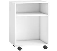 Mobile Porta Stampante con 2 Ripiani Aperti e Ruote 40x35x55.5 cm Bianco