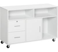 Mobile Porta Stampante con Cassetti, Mobiletto Multiuso per Ufficio e Casa, Bian