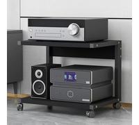 Mobile porta stampante e mobile TV con design a rullo, carrello in legno a 2 ripiani per altoparlante e giradischi, ideale per casa, ufficio e scuola