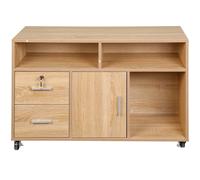 Mobile Porta Stampante Legno 3 Mensole 2 Cassetti con Chiave Armadietto Ufficio