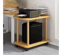 Mobile Porta Stampante Legno con Ruote Orientabili A 360°, Design ad Angolo Arrotondato, Archiviazione Multistrato Mobile sotto Il Tavolo con Rotelle Ripiano di Stoccaggio (Color : Wood Color, Size