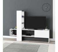 Mobile porta TV 180 cm bianco e antracite con libreria Troya
