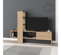 Mobile porta TV 180 cm rovere e antracite con libreria Troya