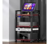 Mobile porta TV/apparecchiature multimediali a 3 ripiani con ruote, scaffalatura audio-video regolabile, console multimediale, supporto per stampante per casa, ufficio, sala cinema.(E,52.5x40x83cm)