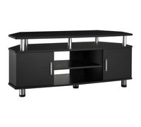 Mobile Porta TV Classico Soggiorno HOMCOM con 2 Ripiani, 2 Armadietti MDF Acciaio Inox Nero 120x39.5x52cm