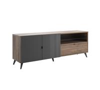 Composad | Mobile porta TV della Linea INFINITO con 2 Ante, 1 Cassetto e 1 Vano, Base Multiuso, (LxAxP) 179,2x64,6x42,9 cm, Grigio Titanio Laccato e Noce Brera, Made in Italy