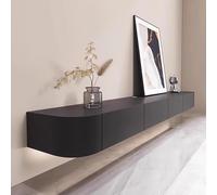 Mobile porta TV galleggiante nero, unità di intrattenimento a parete, 180 cm, console portaoggetti moderna con ante per soggiorno e ufficio, soluzione elegante per TV a parete