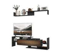 HOMCOM Mobile Porta TV Moderno con Mensola a Muro e Ripiani Aperti Armadietto in Legno, Nero e Marrone Aosom Italy