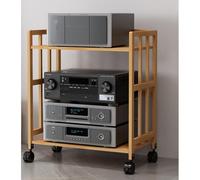 Mobile porta TV in legno con ripiano per lettore DVD, regolabile, per soggiorno e ufficio, supporto girevole a 2 ripiani, altezza 77 cm, lunghezza 55 cm, elegante armadietto audio