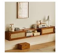 Mobile porta TV in legno galleggiante con armadietti e ripiani e porte scorrevoli, centro di intrattenimento a parete da 110 cm, console multimediale moderna per sotto la TV, panca TV per Living Ro