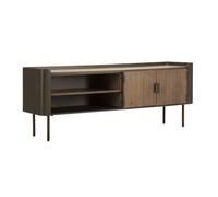 Mobile porta tv in metallo e legno con 2 ante e 2 ripiani, TORONTO, Dimensioni 150x42xh 58 cm con 2 ante e 2 cassetti marrone
