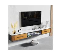 mobile porta tv Mobile TV sospeso sotto la TV con ampio spazio di archiviazione, moderna consolle multimediale sospesa di lusso con porta a ribalta in vetro e piano in pietra, 4 colori mobili soggiorn