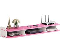 Mobile Porta Tv Scaffale Set Top Box A Parete Scaffale Multifunzionale Per Tv Satellitare Scaffale Scatola Di Immagazzinaggio Nessuna Perforazione Comodo Smontaggio Grande Capacità Di Stoccaggio/Rosa