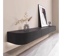 Mobile porta TV sospeso a parete, console di intrattenimento da 179,8 cm, con ante, moderna unità multimediale nera per soggiorno e ufficio