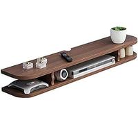 Mobile porta TV sospeso, console multimediale in legno con ripiano a 2 strati e foro per filo metallico per ufficio e intrattenimento, design salvaspazio per casa, ristorante e hotel