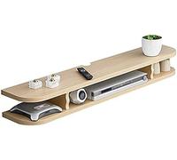 Mobile porta TV sospeso, console multimediale in legno con ripiano a 2 strati e foro per filo metallico per ufficio e intrattenimento, design salvaspazio per casa, ristorante e hotel