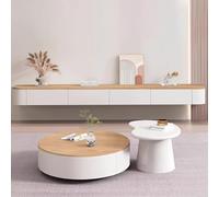 Mobile porta TV sospeso moderno con cassetti 260 cm grande mobile TV e contenitore, design elegante in legno e bianco per l'intrattenimento domestico