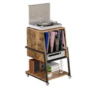 Mobile Porta Vinile e Giradischi Mobile HIFI Vintage con ruote Tavolino per Giradischi a 4 livelli Supporto per Giradischi in Vinile Fino a 120 album Porta Giradischi e Vinili 43 x 53.4 x 73.6CM