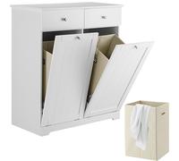 Mobile Portabiancheria da Bagno Bianco Mobiletto per Lavanderia 2 Ante a Ribalta