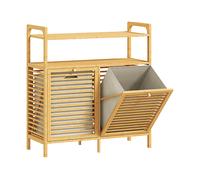 MOBILE PORTABIANCHERIA HOMCOM IT834-881V00ND - Armadio in bambù legno naturale con 2 porte e 2 ripiani