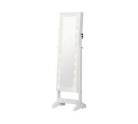 MOBILE PORTAGIOIELLI HOMCOM IT831-221 - in MDF Bianco con 1 porta e 5 ripiani, specchio e luci LED