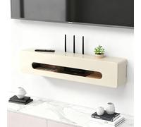 Mobile portaoggetti da parete per TV, router WiFi e modem, salvaspazio, per soggiorno e ufficio (bianco sporco)