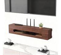Mobile portaoggetti da scrivania in noce, montaggio a parete, set-top box per TV, router WLAN e modem, perfetto per soggiorno e ufficio domestico