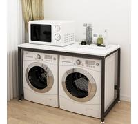 Mobile portaoggetti Doppio per asciugatrice per Lavatrice, scaffale per Lavanderia, Bagno e Toilette, 128 * 60 * 99 cm, portante 150 kg (Colore : Blanc)