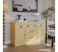 Mobile portaoggetti in legno, credenza 135 cm con 5 cassetti e 2 porte, credenza sala da pranzo, ripiani regolabili, credenze cucina, armadio da cucina, armadio da cucina per soggiorno, 135 x 40 x 80