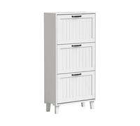 MOBILE PORTASCARPE HOMCOM IT837-742V80WT - Armadio in MDF Bianco con 3 porte e 3 ripiani, 60x24x118 cm