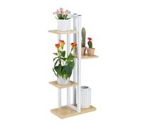Relaxdays Scaffale Portavasi, 4 Ripiani Quadrati, Mobile Portafiori Metallo, 93x42,5x22,5 cm, Tavolino, Marrone Chiaro, Acciaio, 1 pz