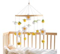 Mobile pour culla | jouet décoration en bois - avec pompon, fleurs api, mobile pour babins girls chambre de bébé chambre à coucher asile maison voyage Passeggino