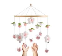 Mobile pour culla | jouet en bois décoration | avec Pompons fleurs d'apilles Mobile bois Lit bébé pour des filles et jeunes chambre de bébé chambre de bébé chambre de chambre de